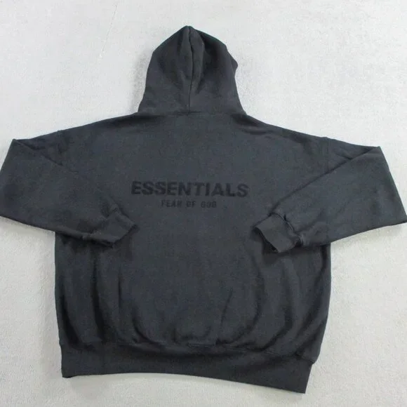 Fear of God Essentials Stretch Limo Hoodie Adult Medium Black Logo Spellout EUC - Picture 2 of 9